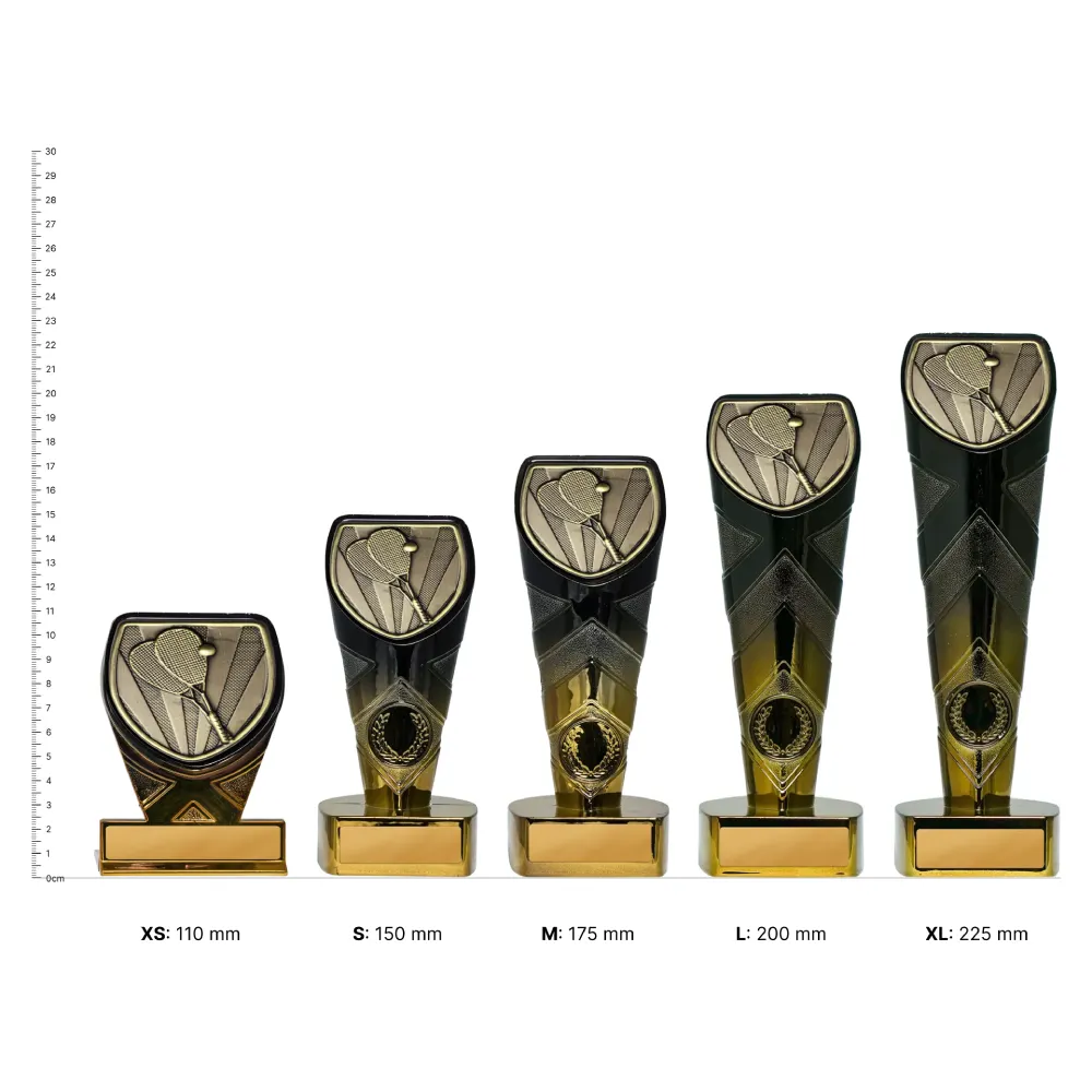 Squash Fusion Cobra Squash Fusion Cobra trophies next to ruler