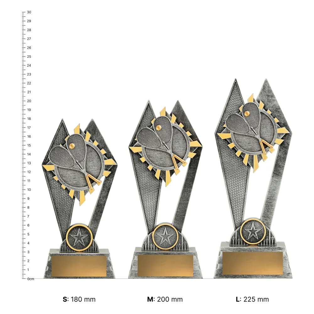 Squash Peak Squash Peak trophies next to ruler