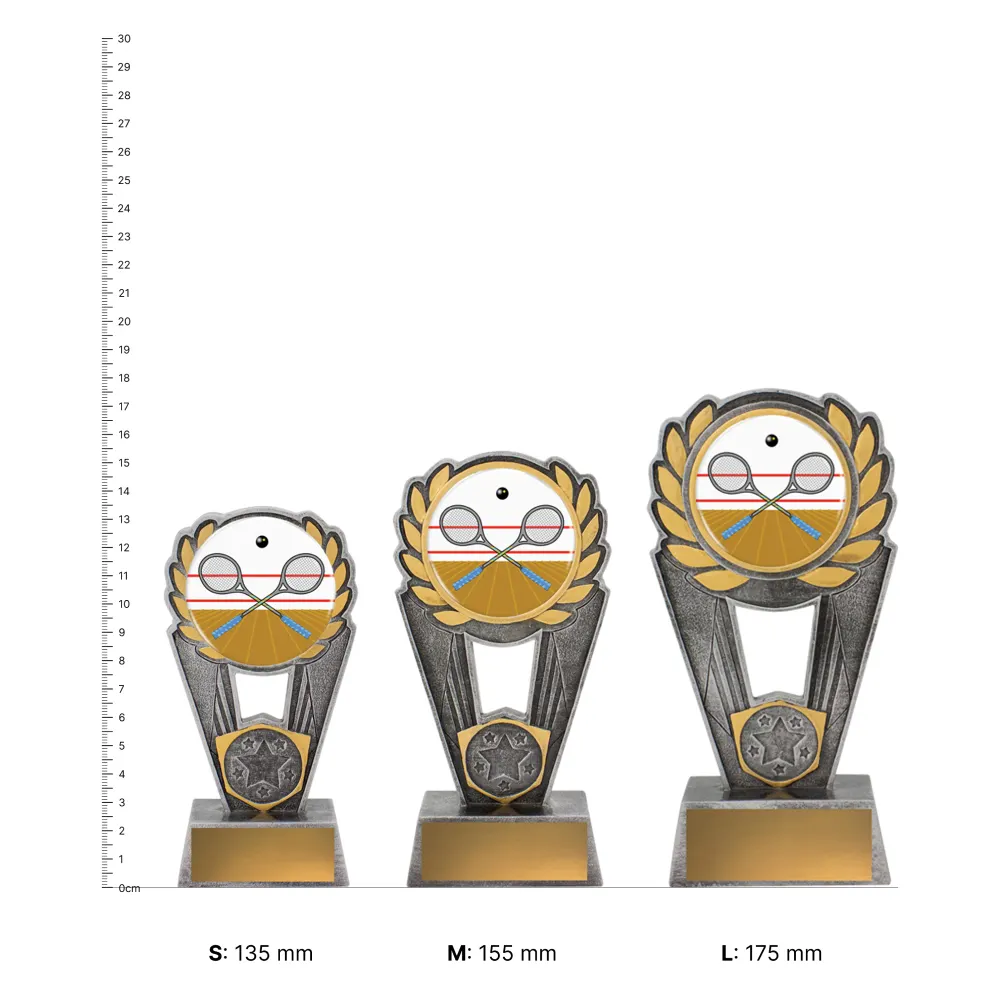 Squash Polaris Squash Polaris trophies next to ruler