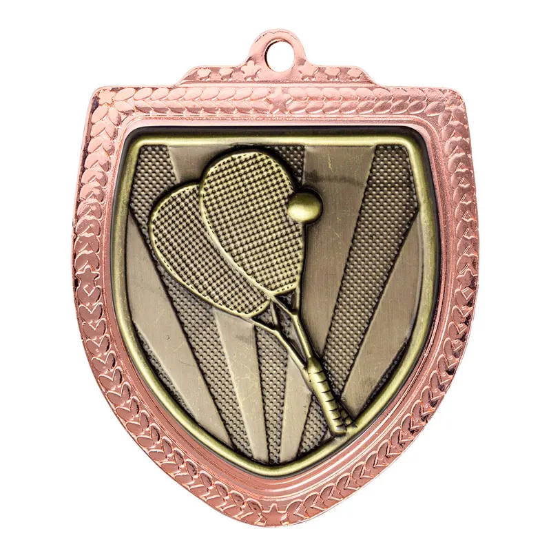 Bronze / gold shield medal - squash with iron construction