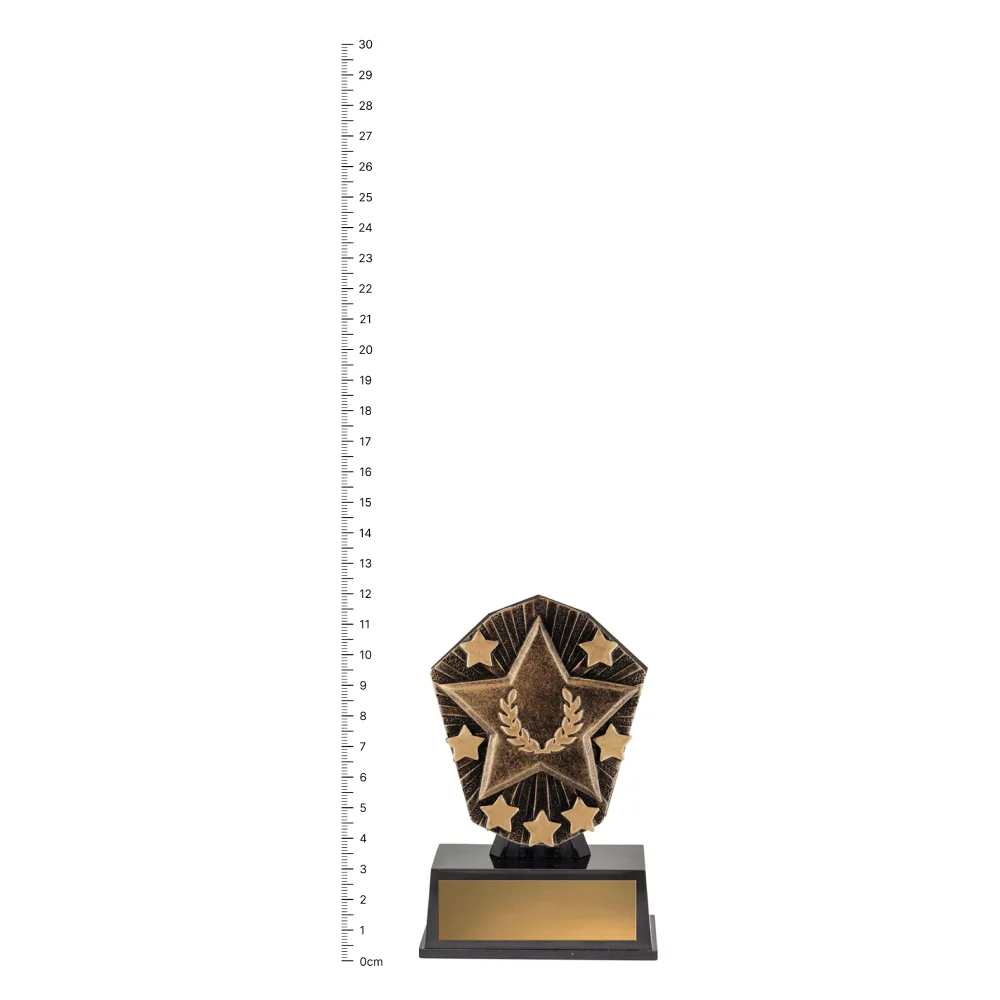 Star Cosmos Super Mini trophy next to ruler