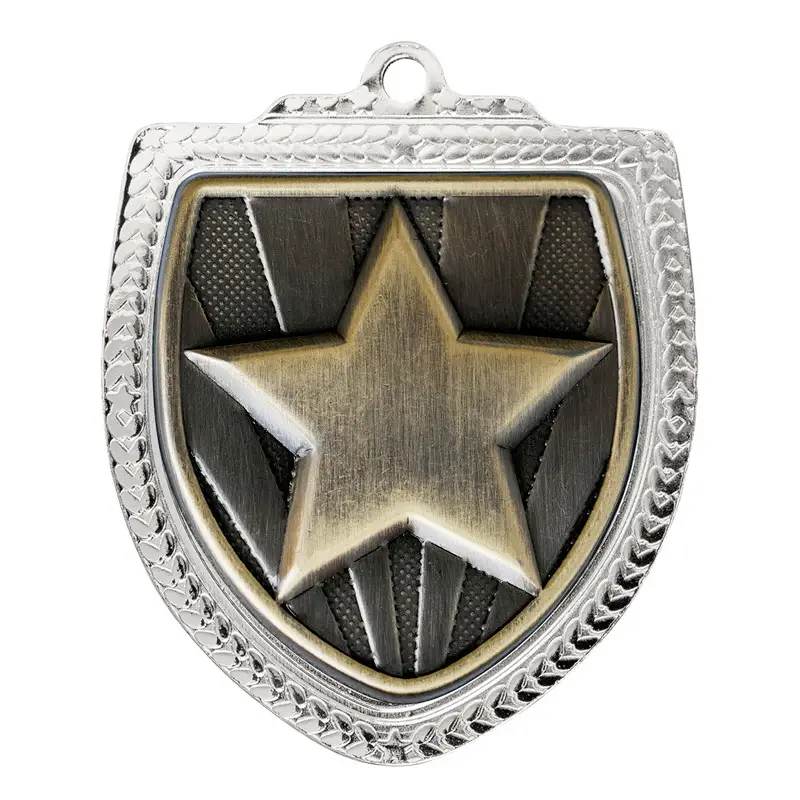 Star Shield Medal silver silver shield medal - star with iron construction