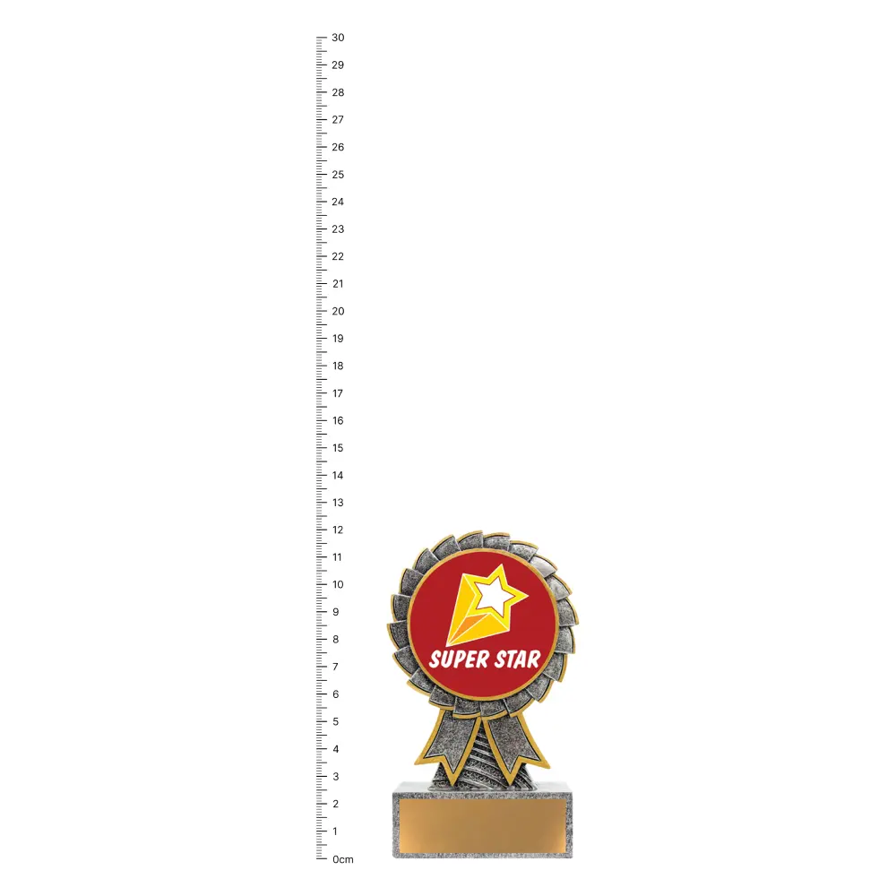 Super Star Aster trophy next to ruler