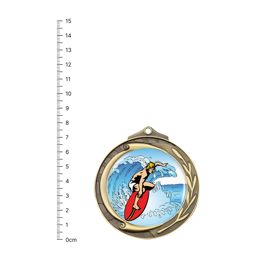 Surfing Wreath gold Surfing Wreath gold next to ruler