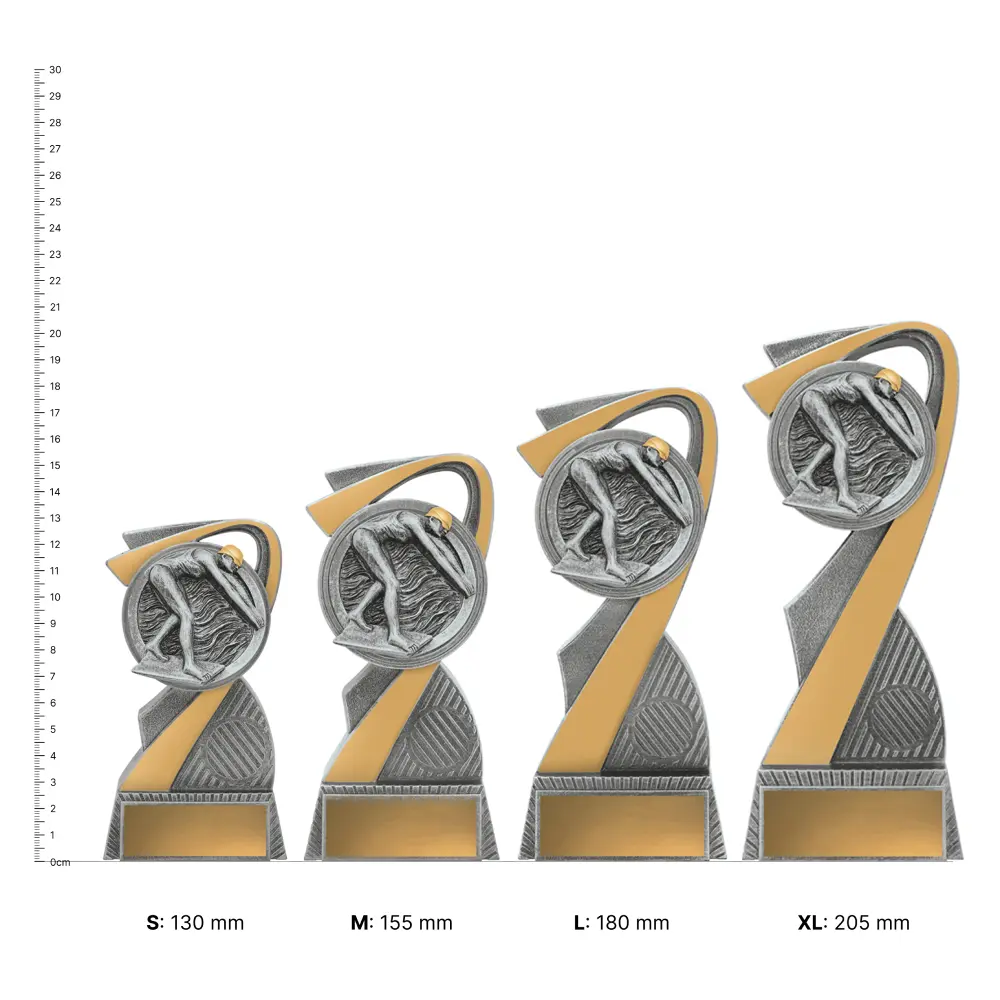 Swim Arclight Female trophies next to ruler Swim Arclight Female trophies next to ruler
