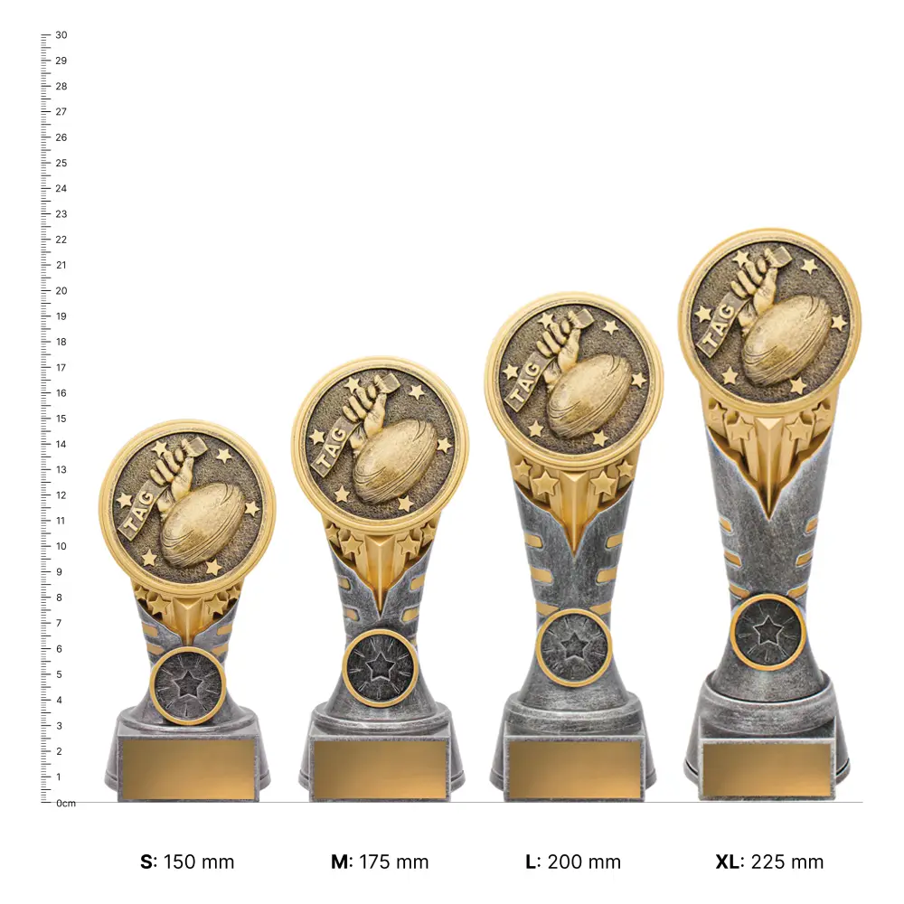 Tag IKON trophies next to ruler