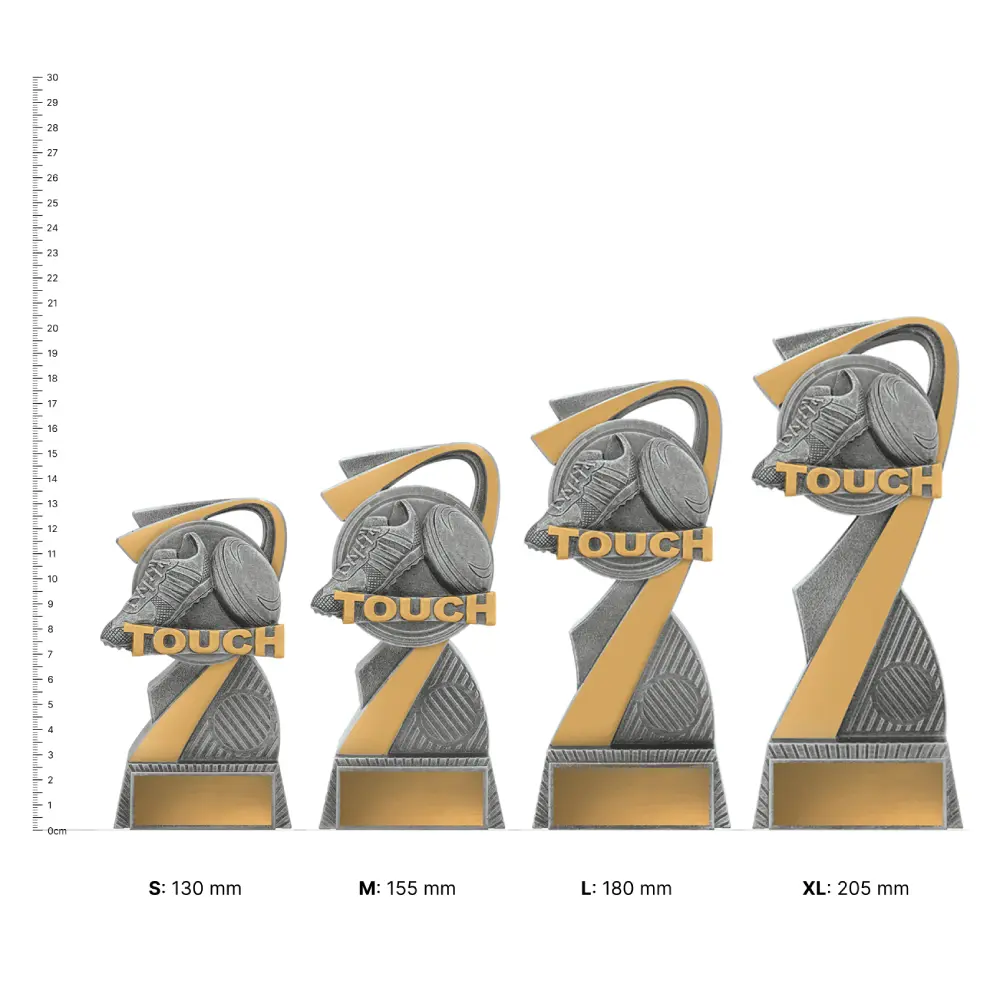 Touch Arclight trophies next to ruler