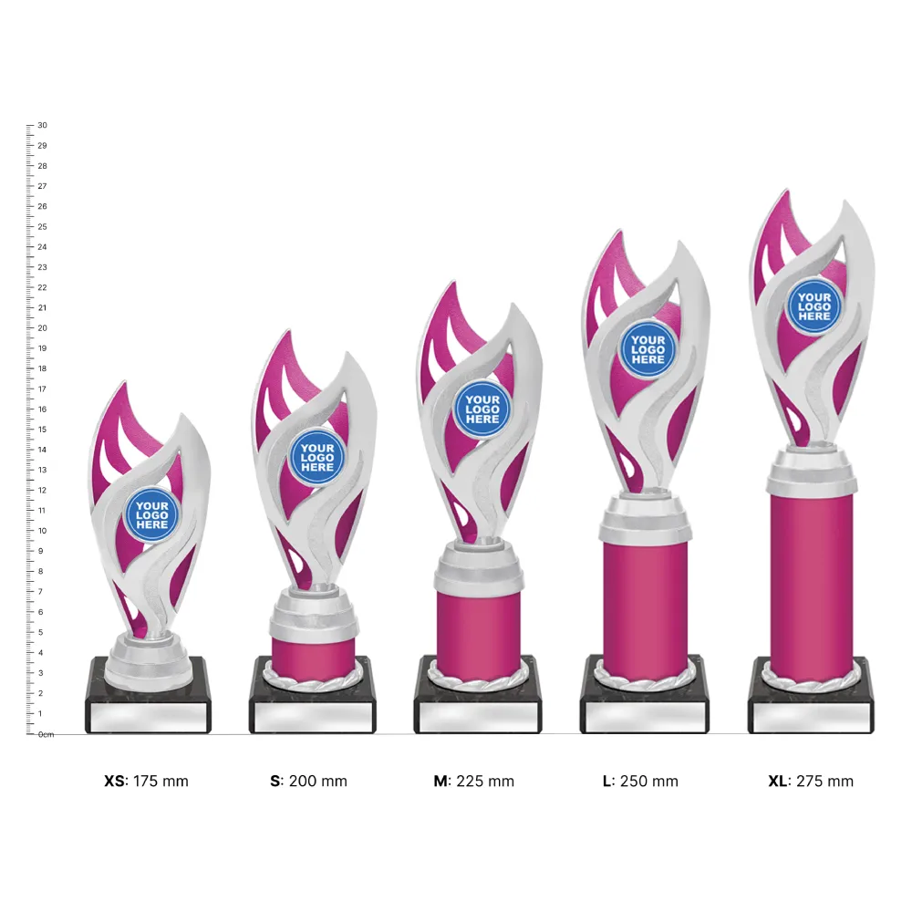 Vision Pink Vision Pink trophies next to ruler
