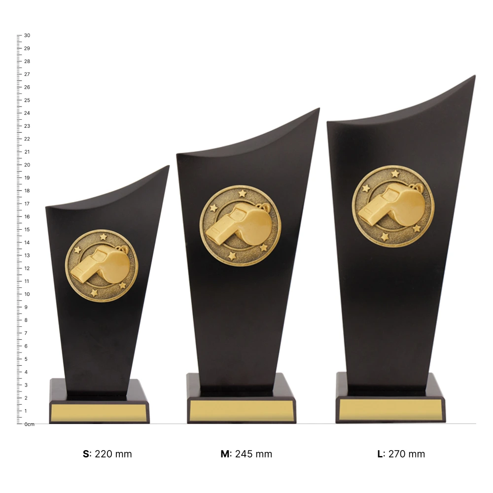 Whistle Spartan Crest Whistle Spartan Crest trophies next to ruler