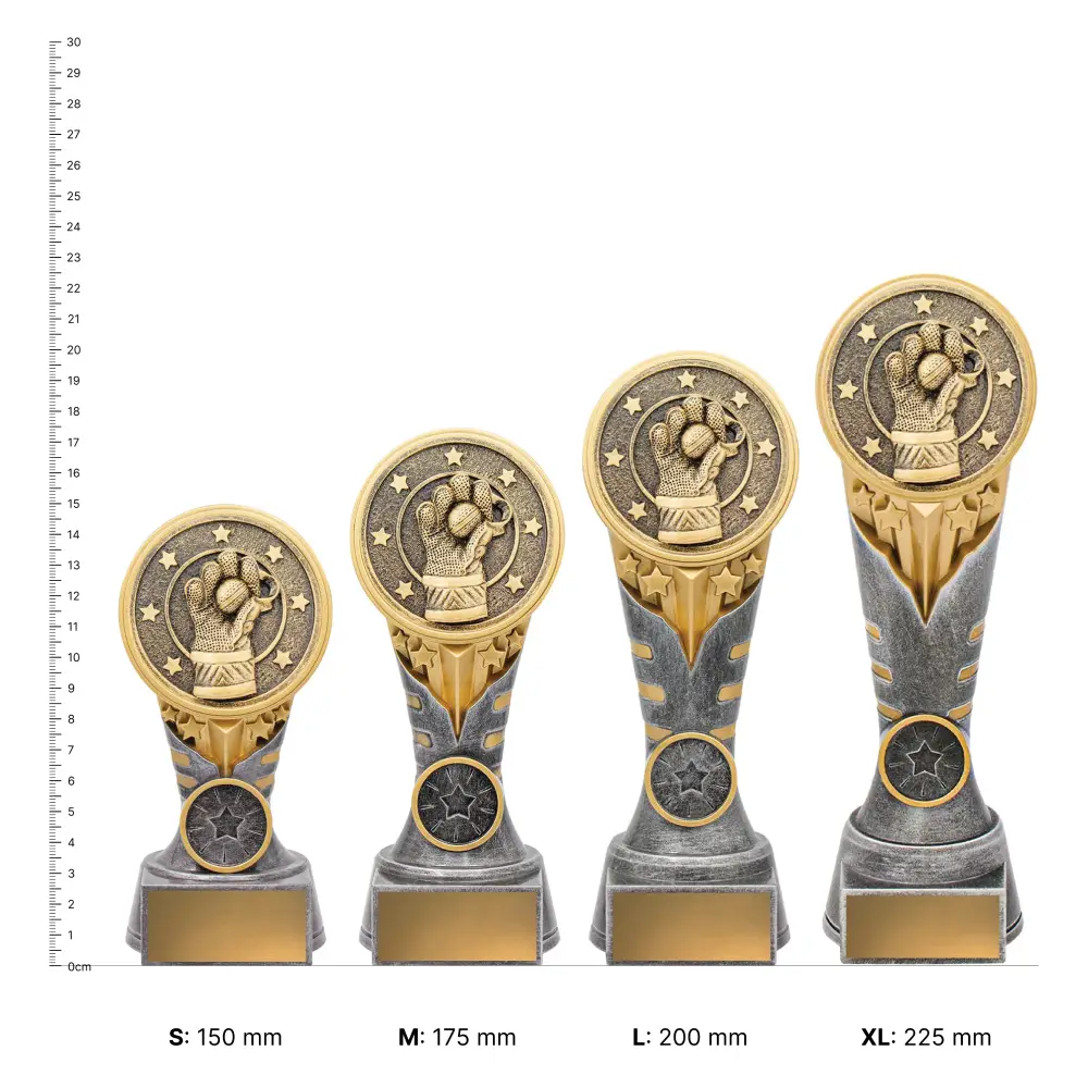 Wicketkeeper IKON trophies next to ruler