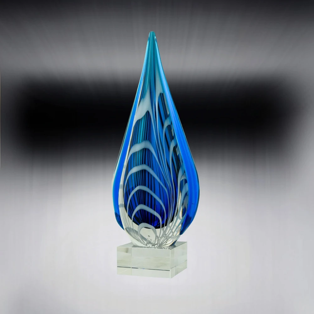 Blue artistic glass-abyss with glass construction