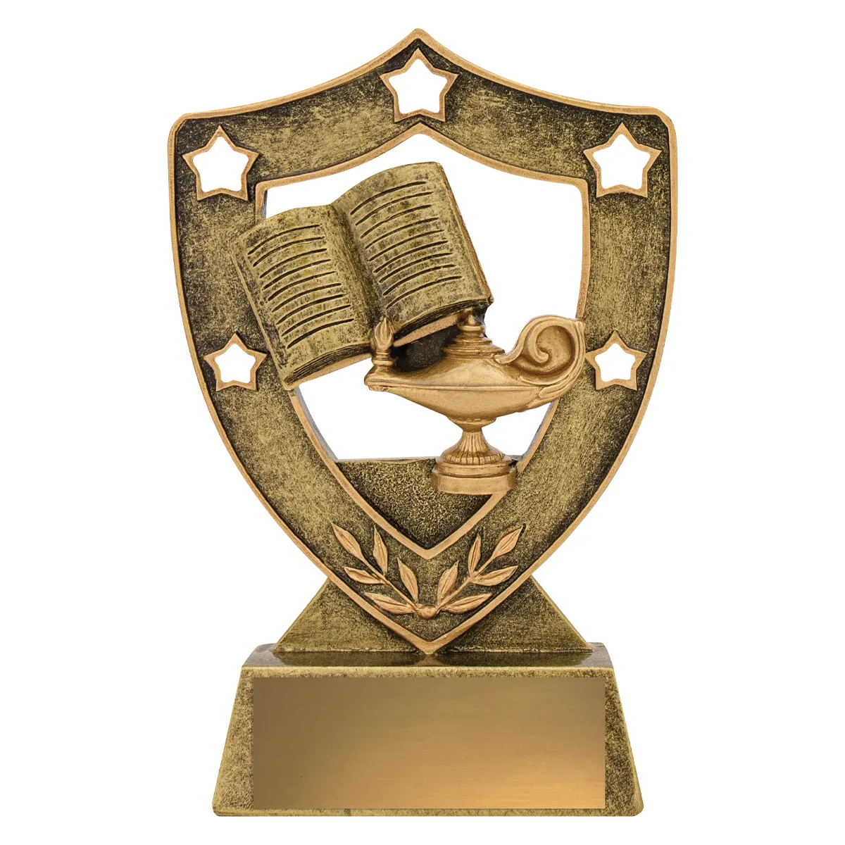 13505-gold Gold academic gold shield with resin construction
