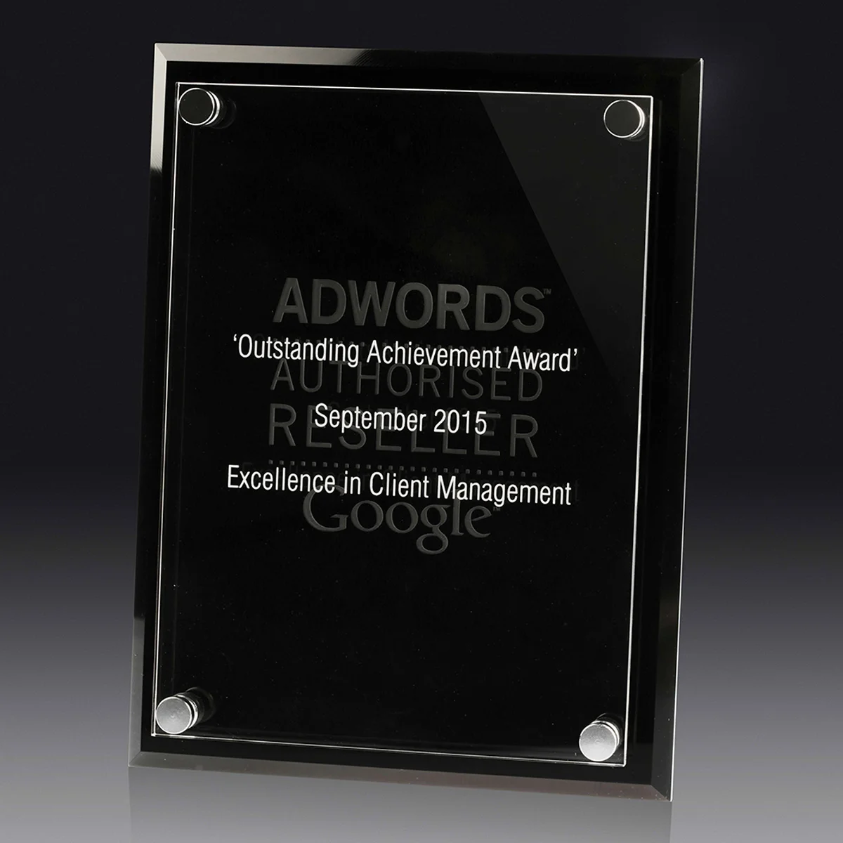 ac81a-black-grey-bg Black acrylic ambition plaque with acrylic construction