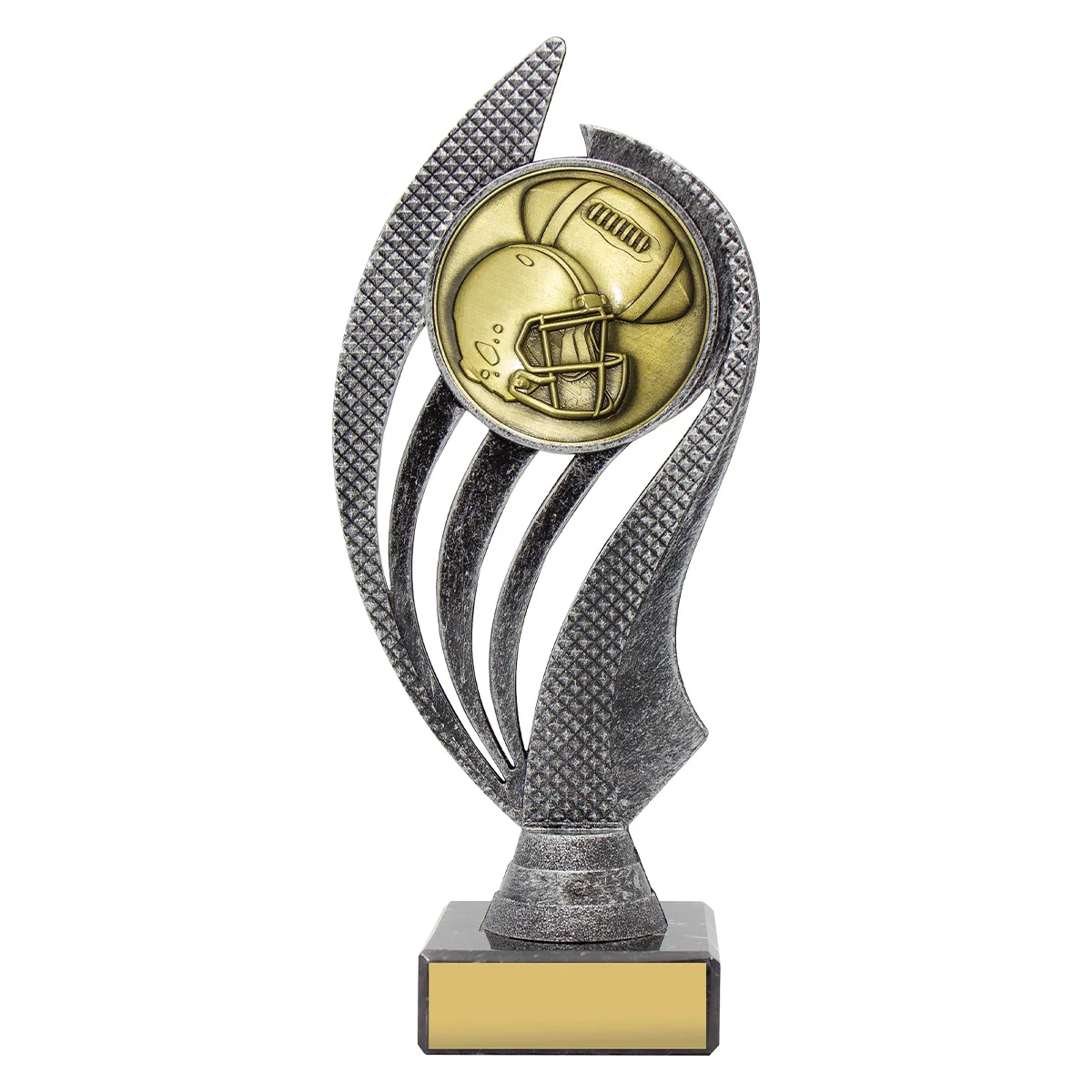 hy955a-silver-and-gold Silver & gold american football husky with plastic / metal / marble construction
