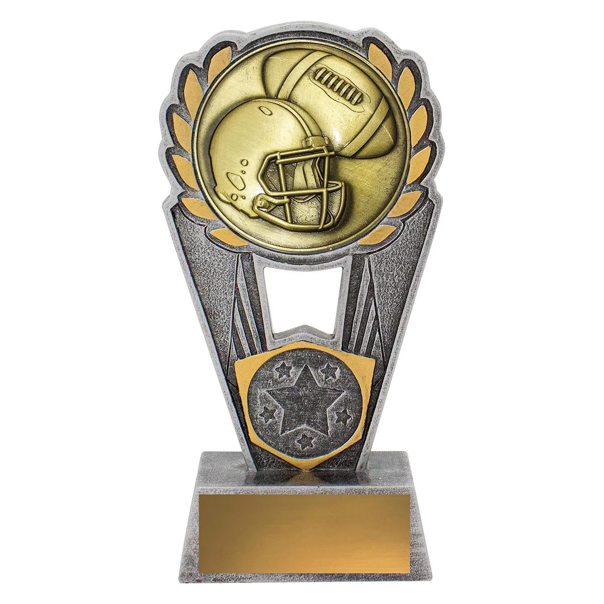 pls155a-silver-and-gold Silver & gold american football polaris with resin / metal construction