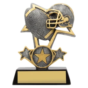 Silver american football tri-star with resin construction