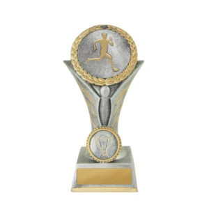 Silver / gold angel tower-athletics male with resin construction
