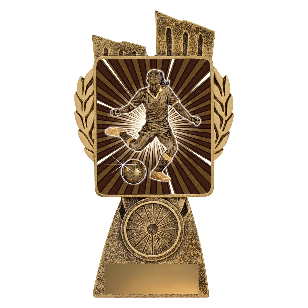 lr081a-gold Gold antique gold lynx - football female with resin construction
