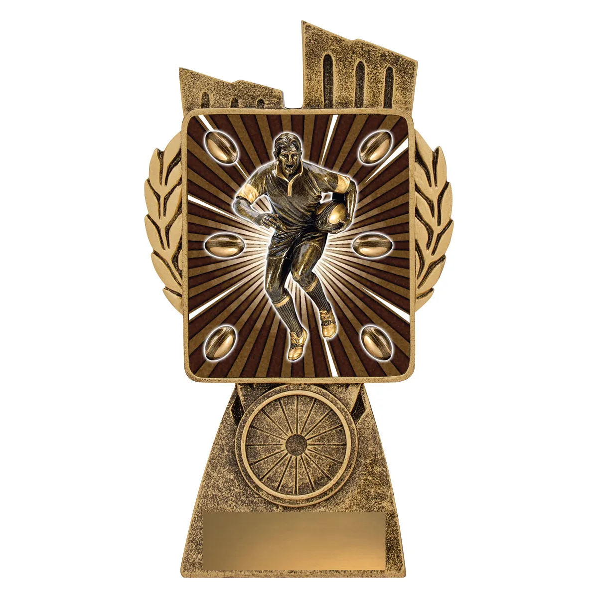 lr013a-gold Gold antique gold lynx - male rugby with resin construction