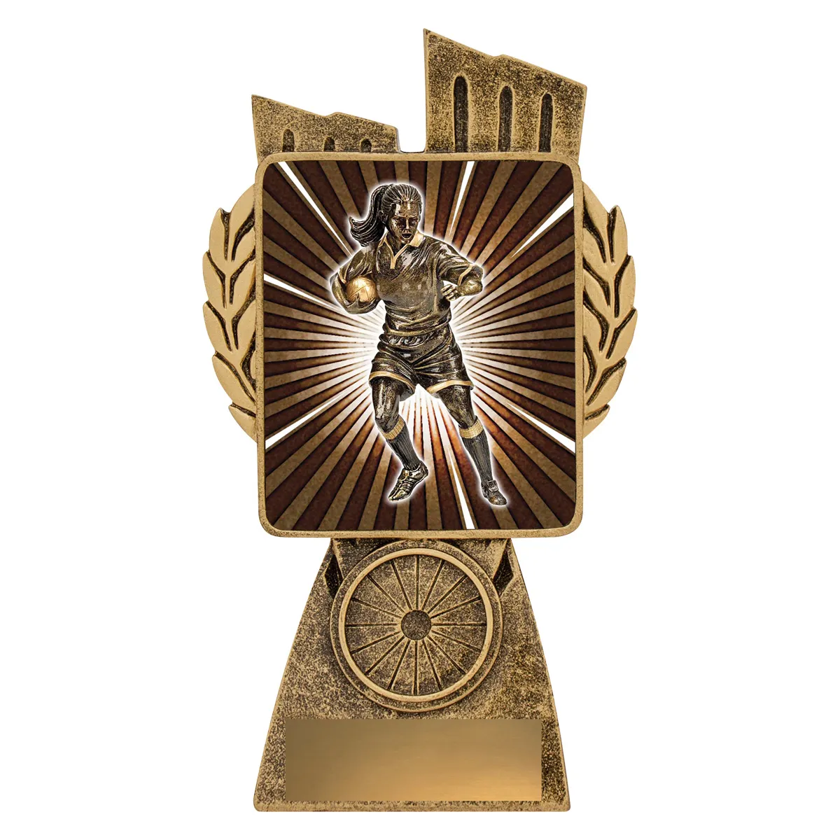 lr012a-gold Gold antique gold lynx - rugby female with resin construction