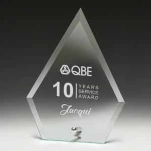 Arrow plaque with glass construction