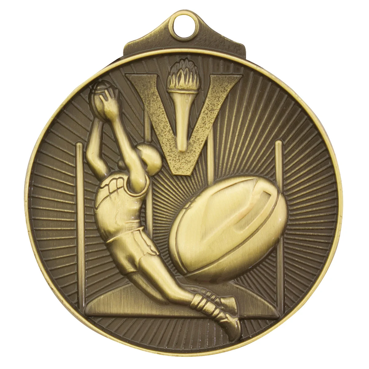 md912g-gold Gold aussie rules medal with metal construction
