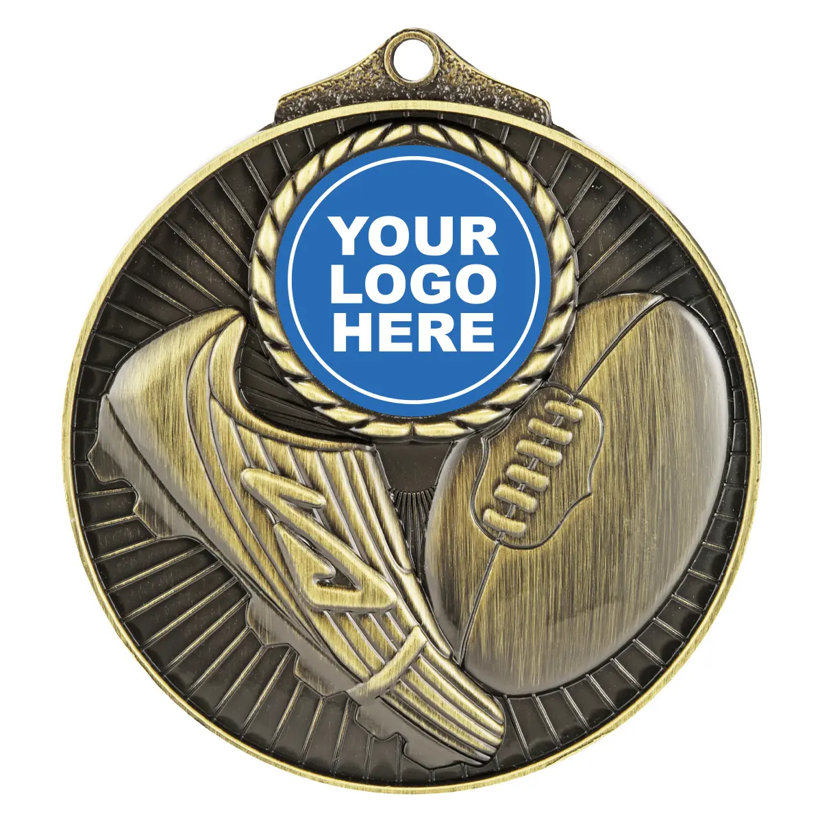 m088g-gold Gold aussie rules medal insert with metal construction