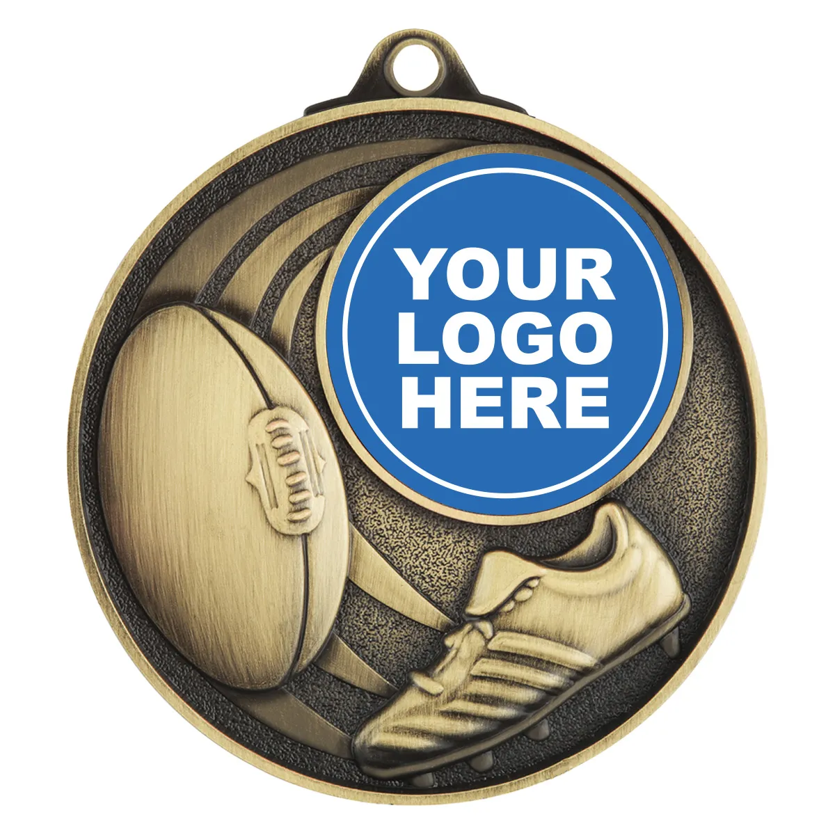 mc912g-gold Gold aussie rules medal - insert option with metal construction