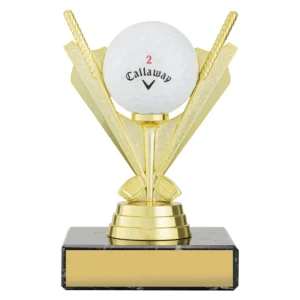 Gold ball holder trophy with plastic / marble construction