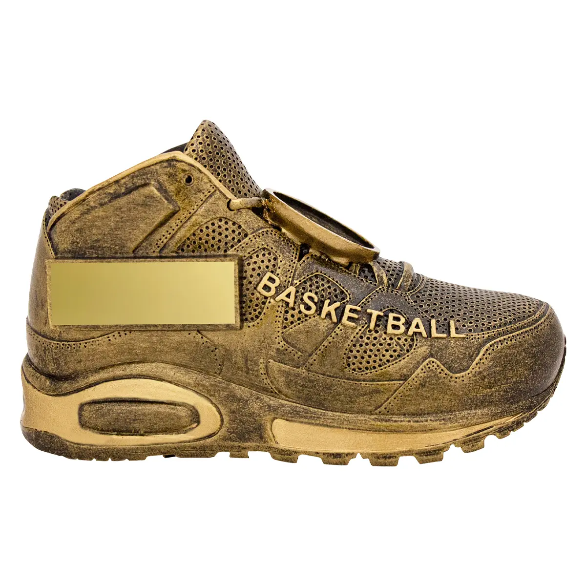 a1442a-gold Gold basketball mini shoe with resin construction