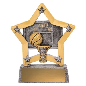 Silver basketball mini star with resin construction