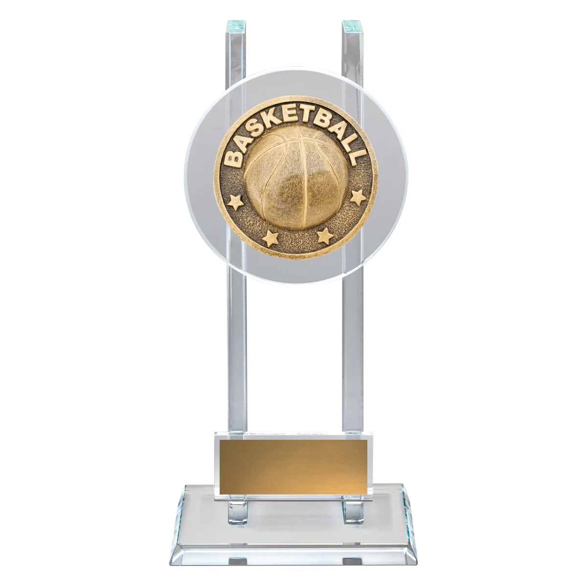 sg234a-gold Gold basketball spartan glass with glass construction