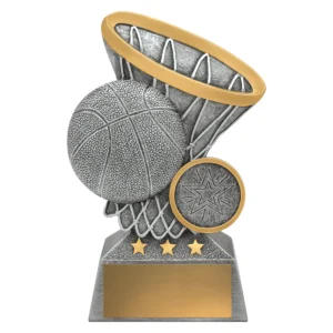 Silver basketball talisman with resin construction