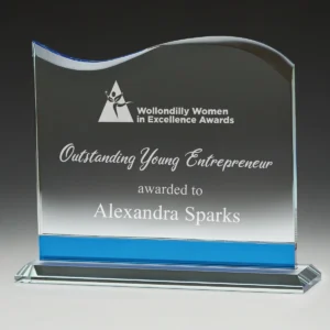 Blue blue tidal award with glass construction