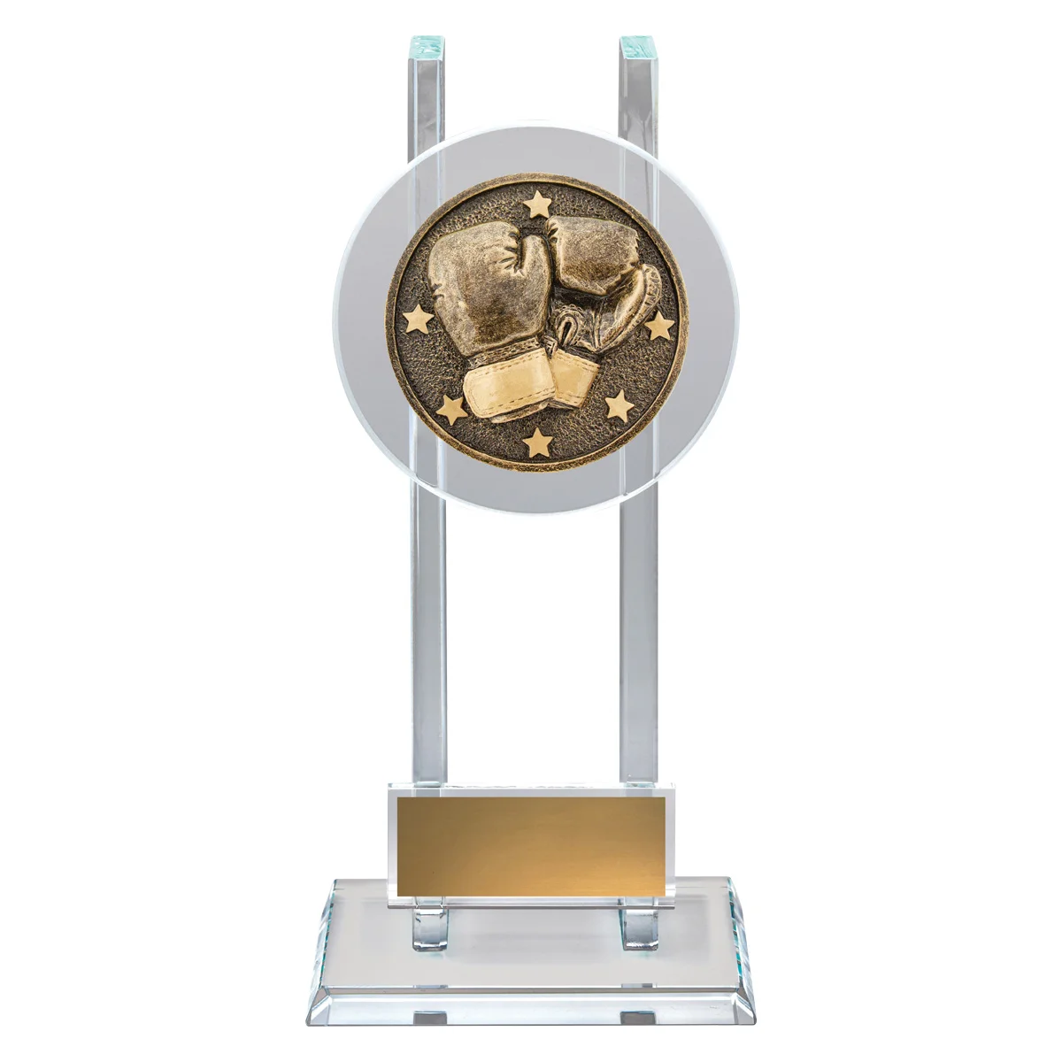sg232a-gold Gold boxing spartan glass with glass construction