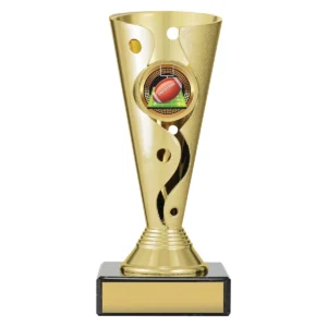 Gold carnival cup - american football with plastic / marble construction