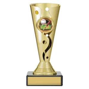 Gold carnival cup - baseball with plastic / marble construction