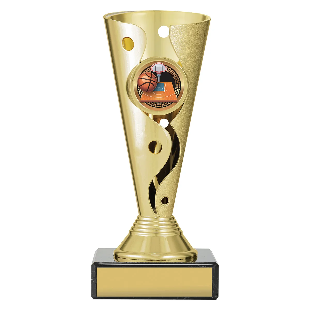 crv34a-gold Gold carnival cup - basketball with plastic / marble construction