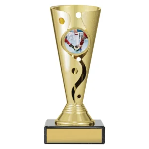 Gold carnival cup - futsal with plastic / marble construction