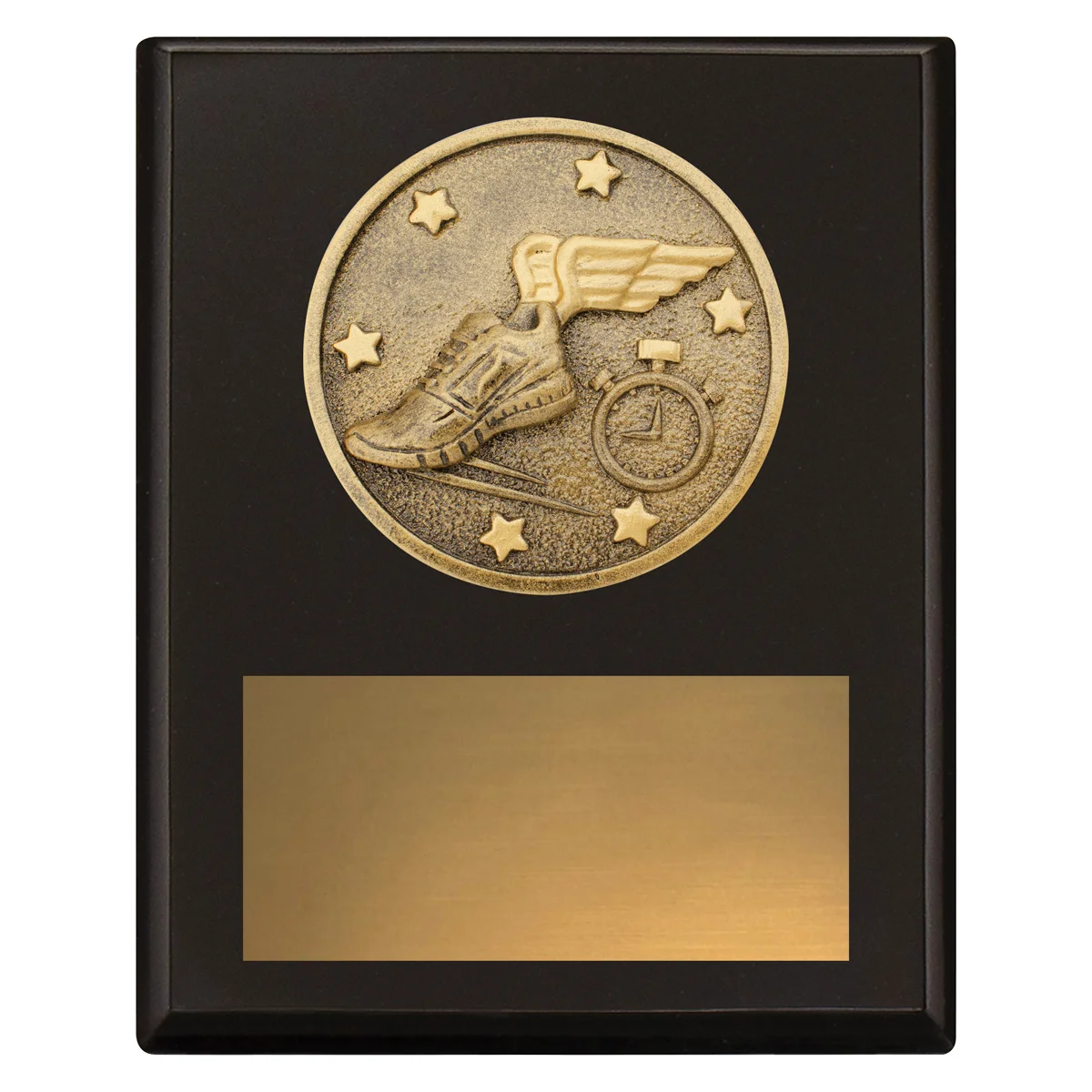 sp647a-black Black challenge plaque - athletics with timber construction