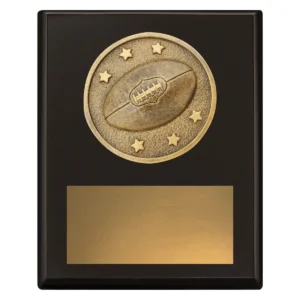 Black challenge plaque - aussie rules with timber construction