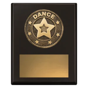 Black challenge plaque - dance with timber construction