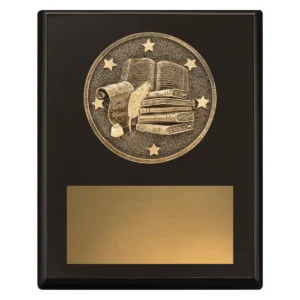 Black challenge plaque - english with timber construction