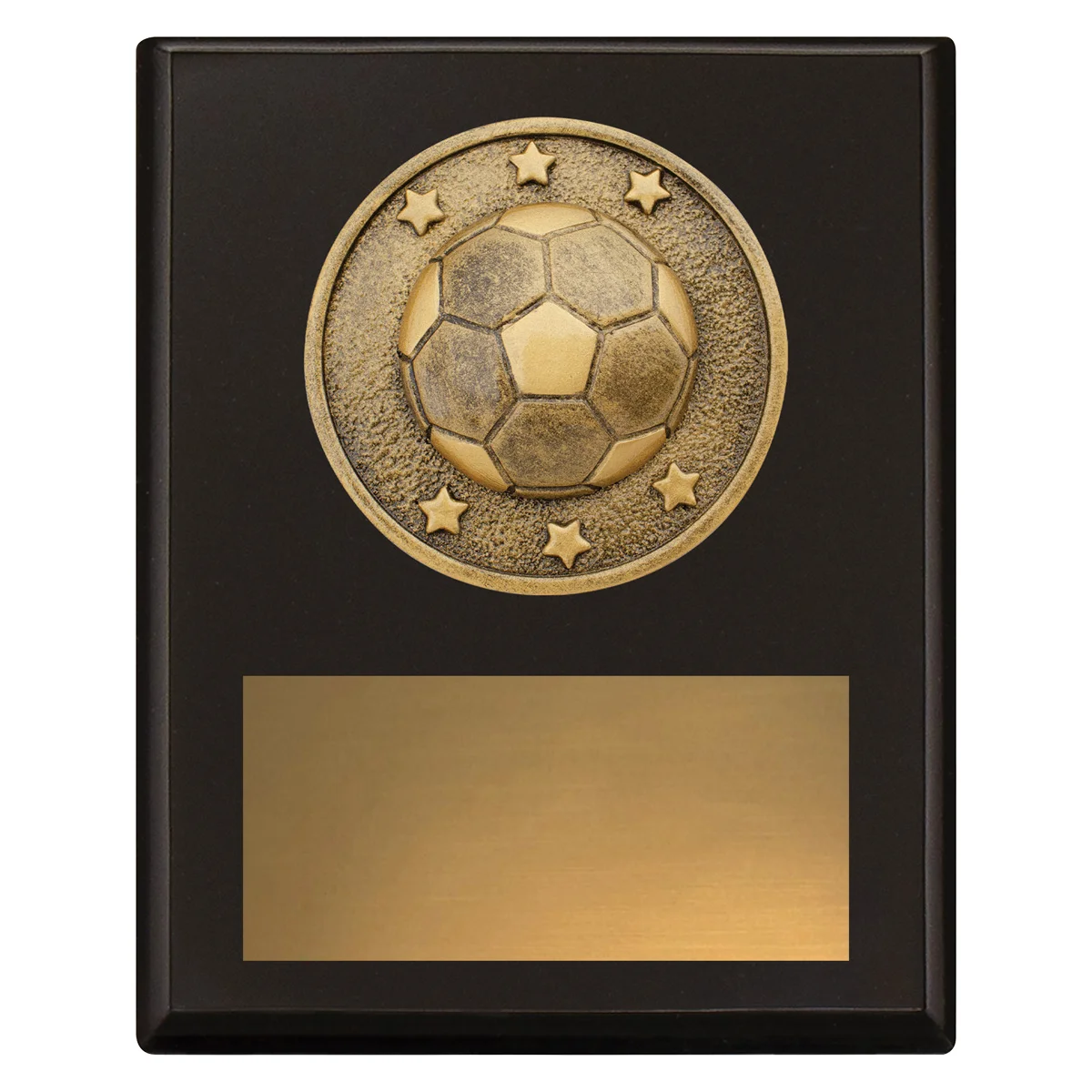 sp604a-black Black challenge plaque - football with timber construction