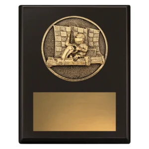 Black challenge plaque - go kart with timber construction