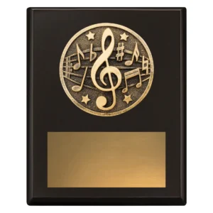 Black challenge plaque - music with timber construction