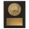 sp637a-black Black challenge plaque - netball with timber construction