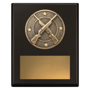Black challenge plaque - rifle with timber construction