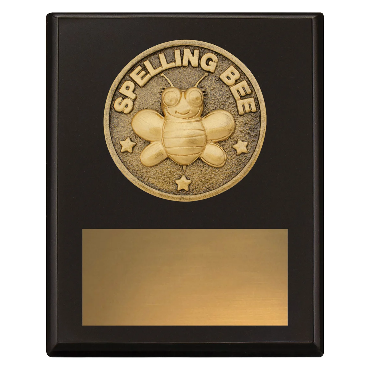sp677a-black Black challenge plaque - spelling bee with timber construction