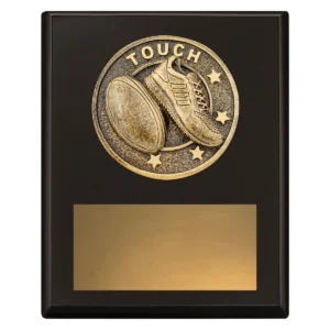 Black challenge plaque - touch with timber construction